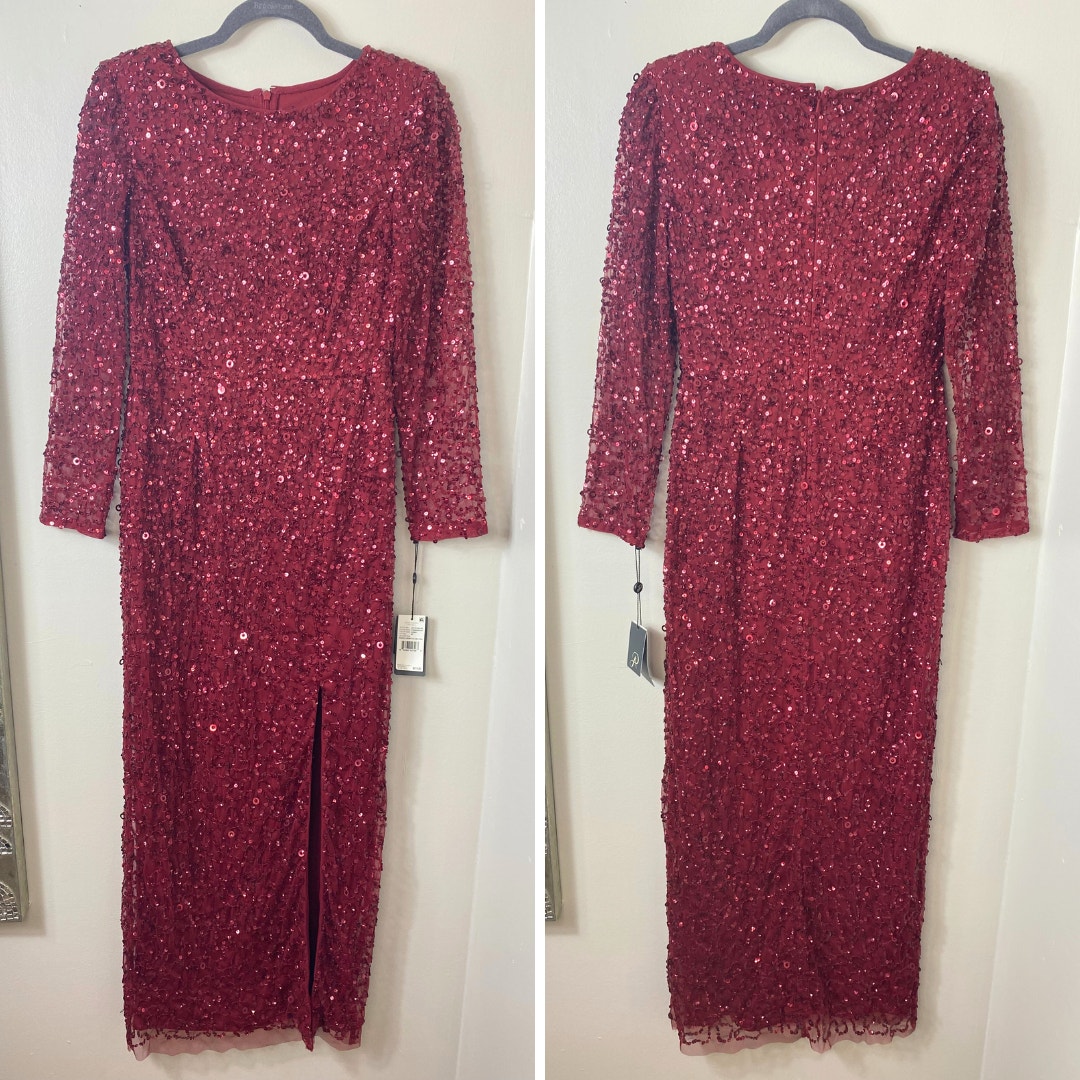 Nwt Adrianna Papell Dress Gown 6p Red Mother Of The Bride Holidays Festive